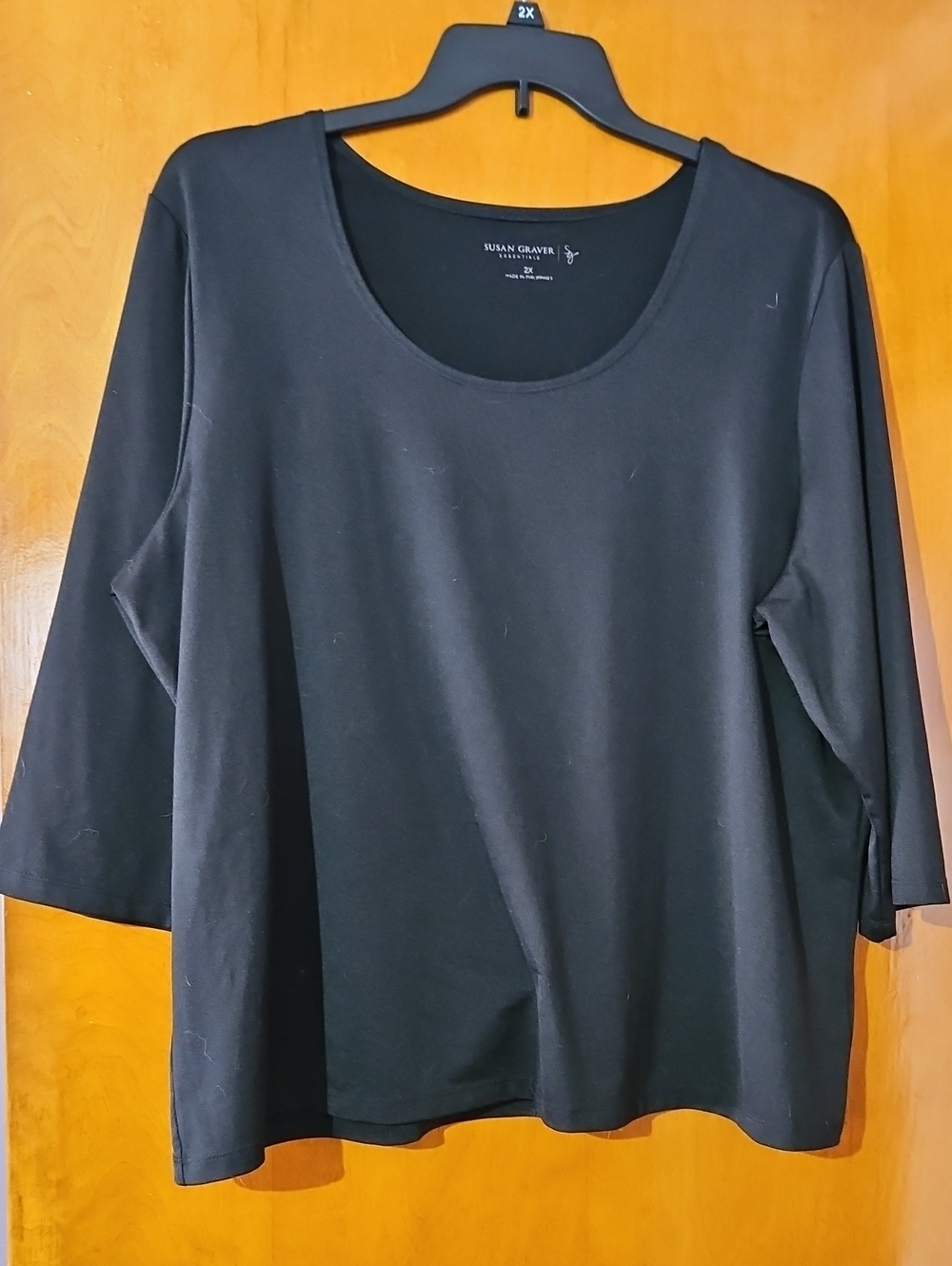 Susan Graver Black Scoop Neck Long Sleeve Top